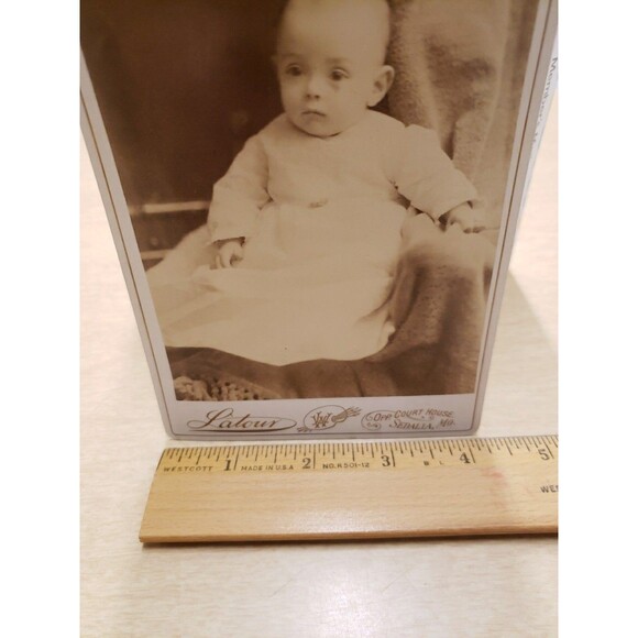 Antique Cabinet Card Photo c1880s Baby Infant LaTour Photographer Sedalia MO - Picture 15 of 15